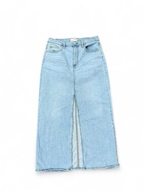 Light Wash Denim Maxi Skirt Front Slit Size 10
